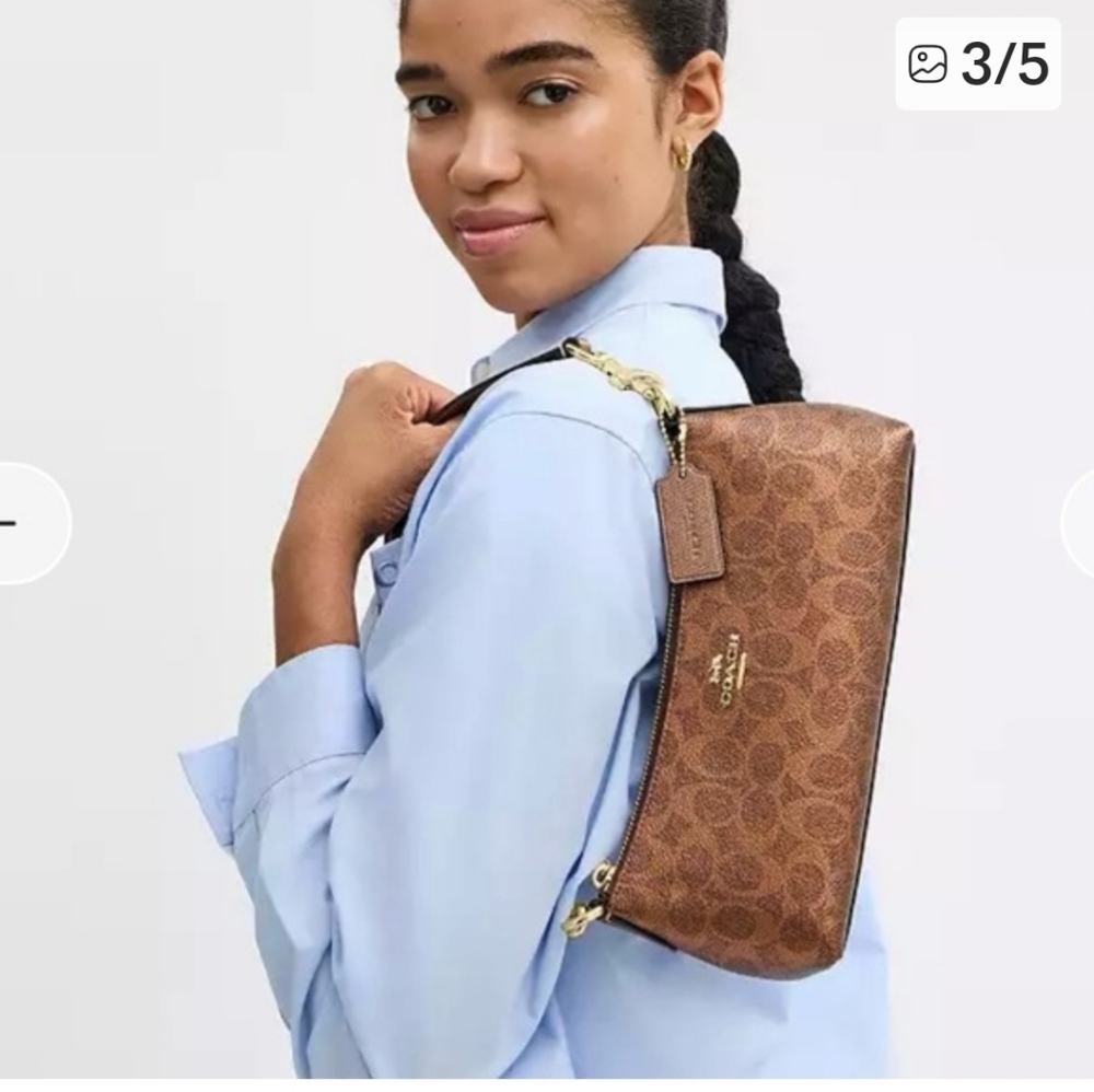 NWT Coach Charlotte‎ Shoulder Bag Signature Canvas Brown/Copper CCL40